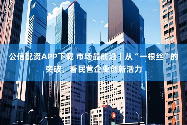 公信配资APP下载 市场最前沿｜从“一根丝”的突破，看民营企业创新活力