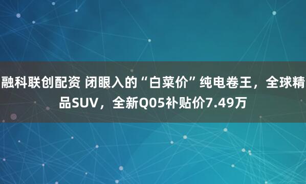 融科联创配资 闭眼入的“白菜价”纯电卷王，全球精品SUV，全新Q05补贴价7.49万