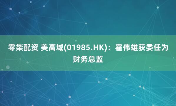 零柒配资 美高域(01985.HK)：霍伟雄获委任为财务总监